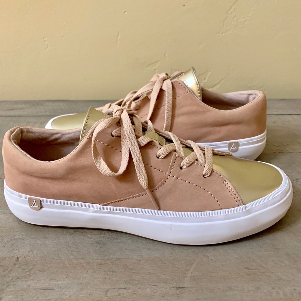 Sperry Haven Lace up Rose & Gold Metallic Sneaker